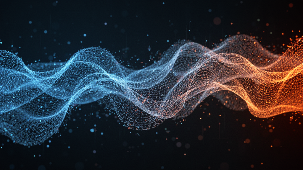Abstract Digital Data Flow with Blue Orange Gradient