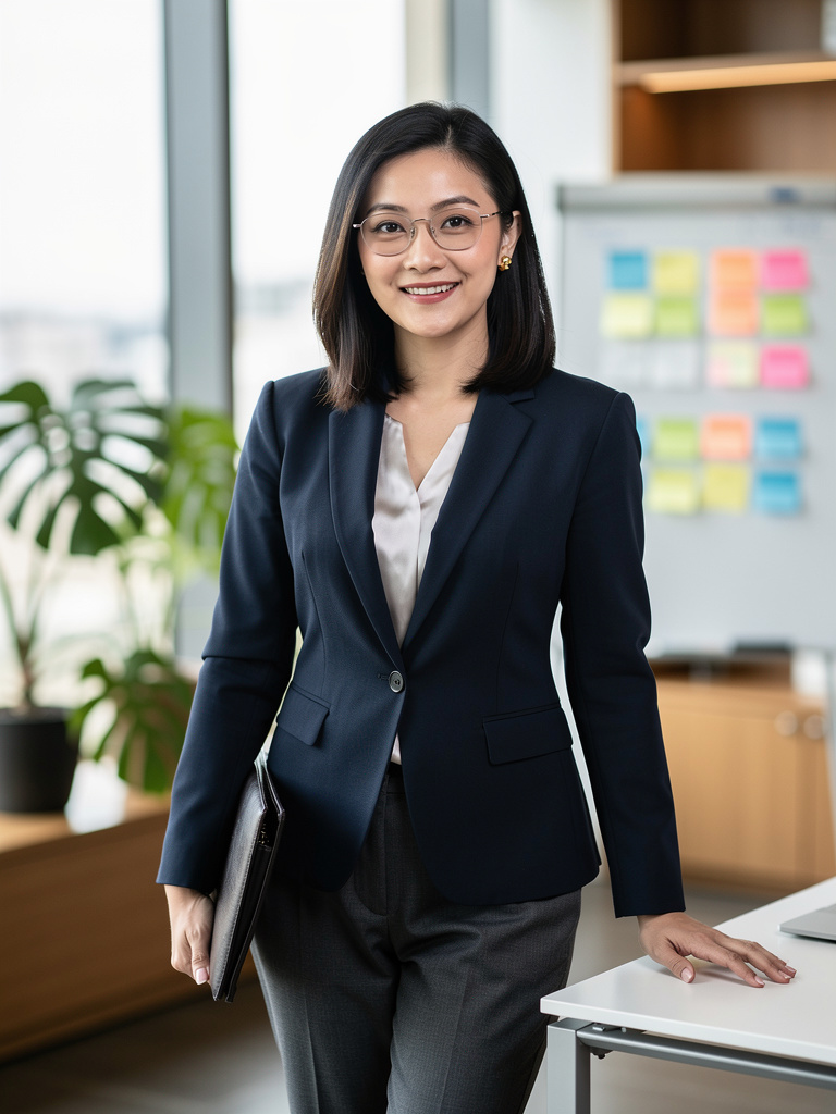 Professional Asian Businesswoman in Modern Office Setting
