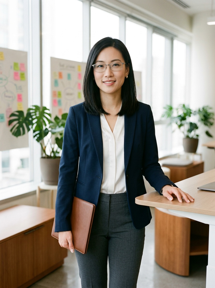 Professional Asian Woman in Modern Office Environment