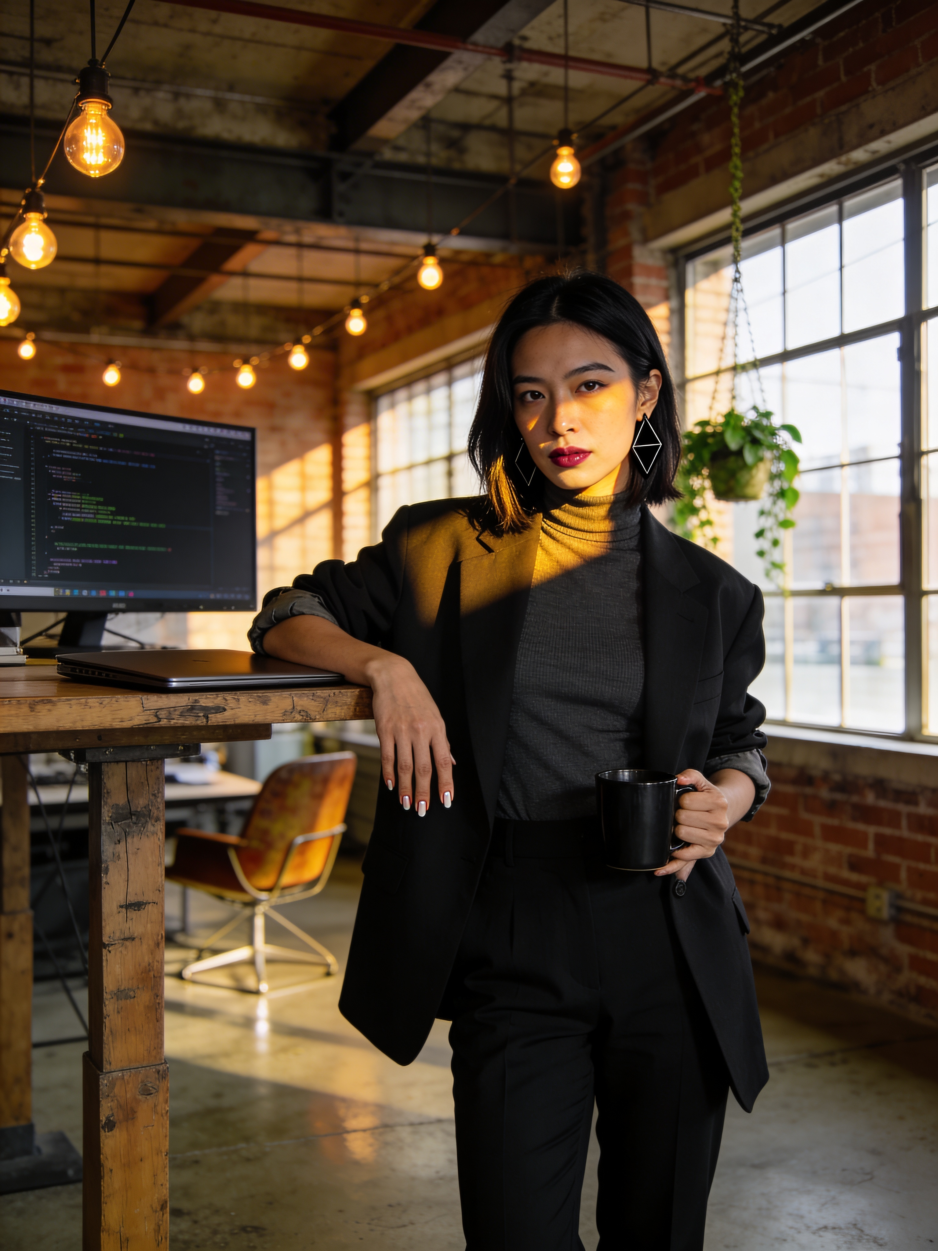 Professional Woman in Modern Loft Office