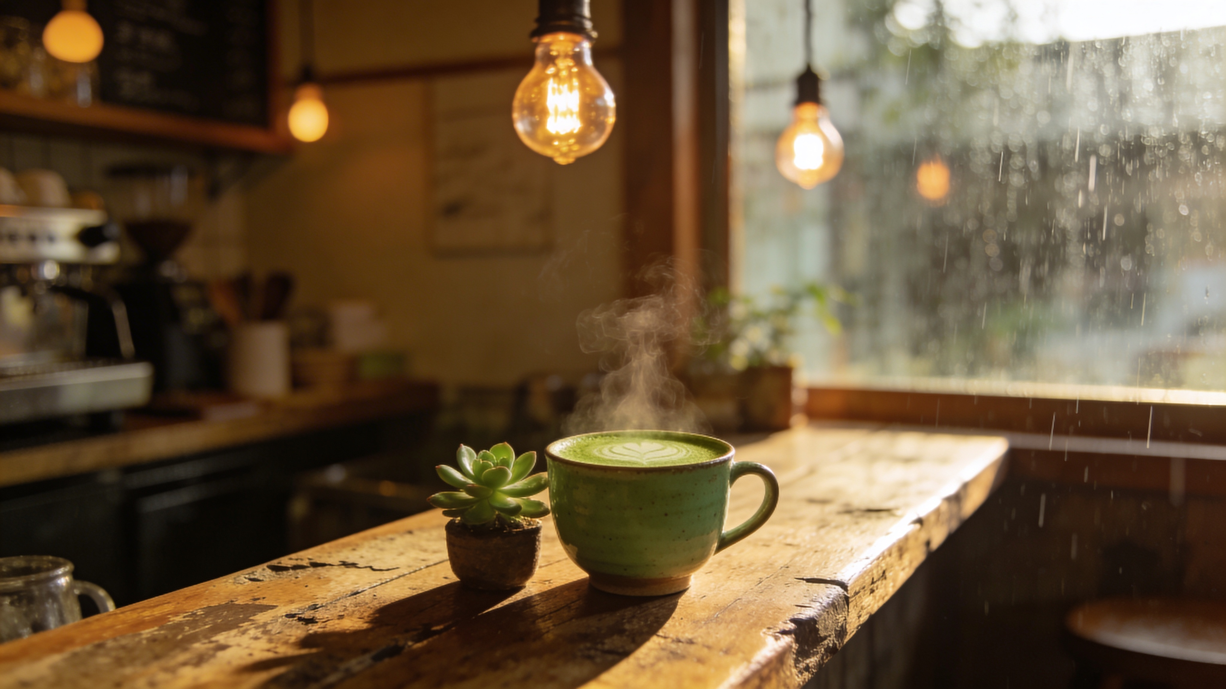 Rainy Afternoon Matcha at Cozy Japanese Café