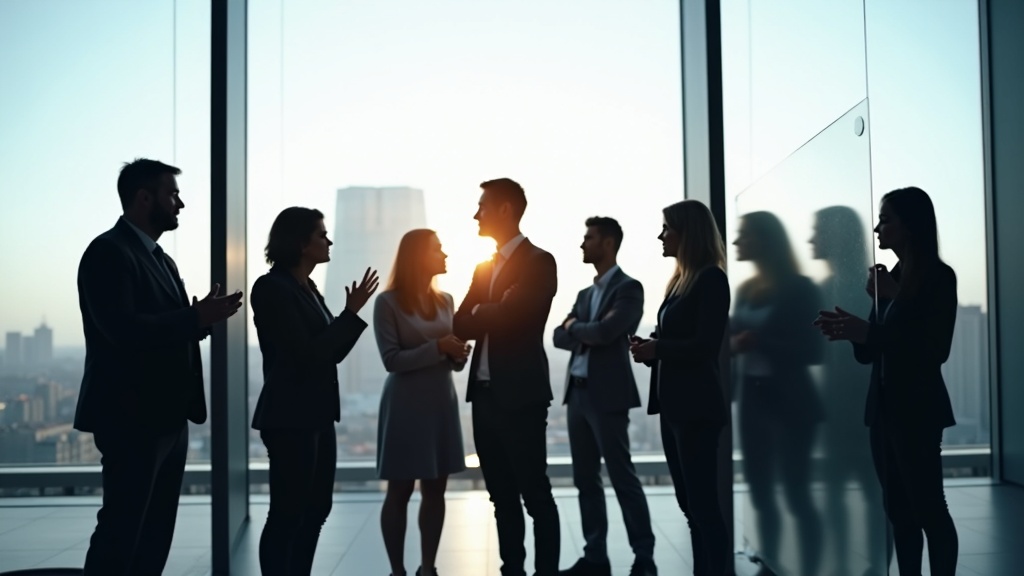 Business Team Meeting in Modern High-Rise Office