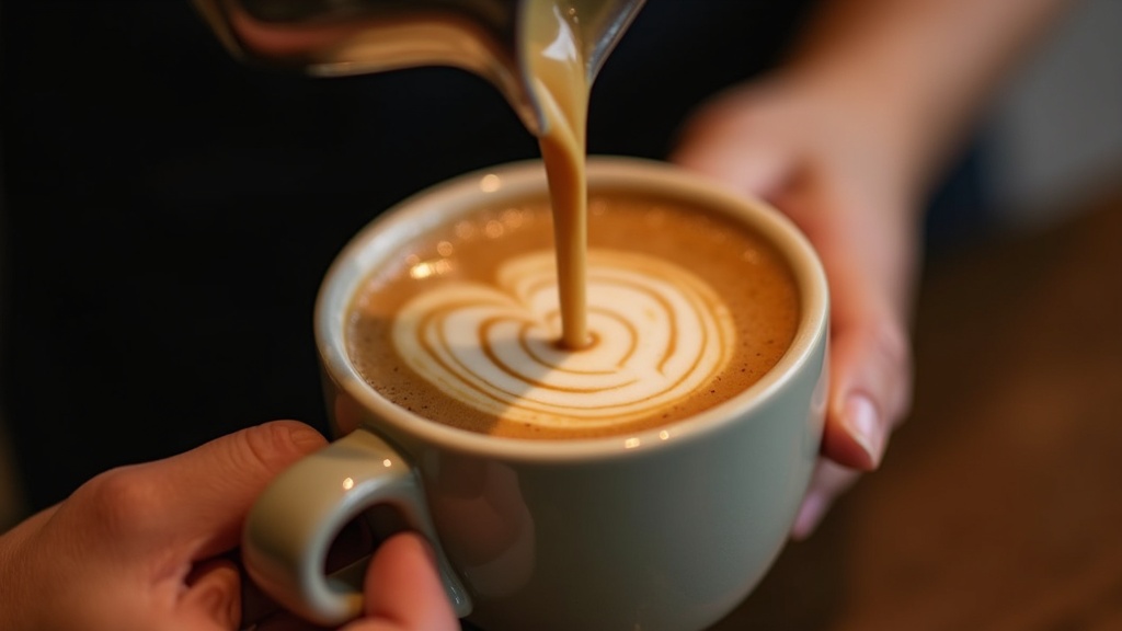 Barista Pouring Steamed Milk for Latte Art